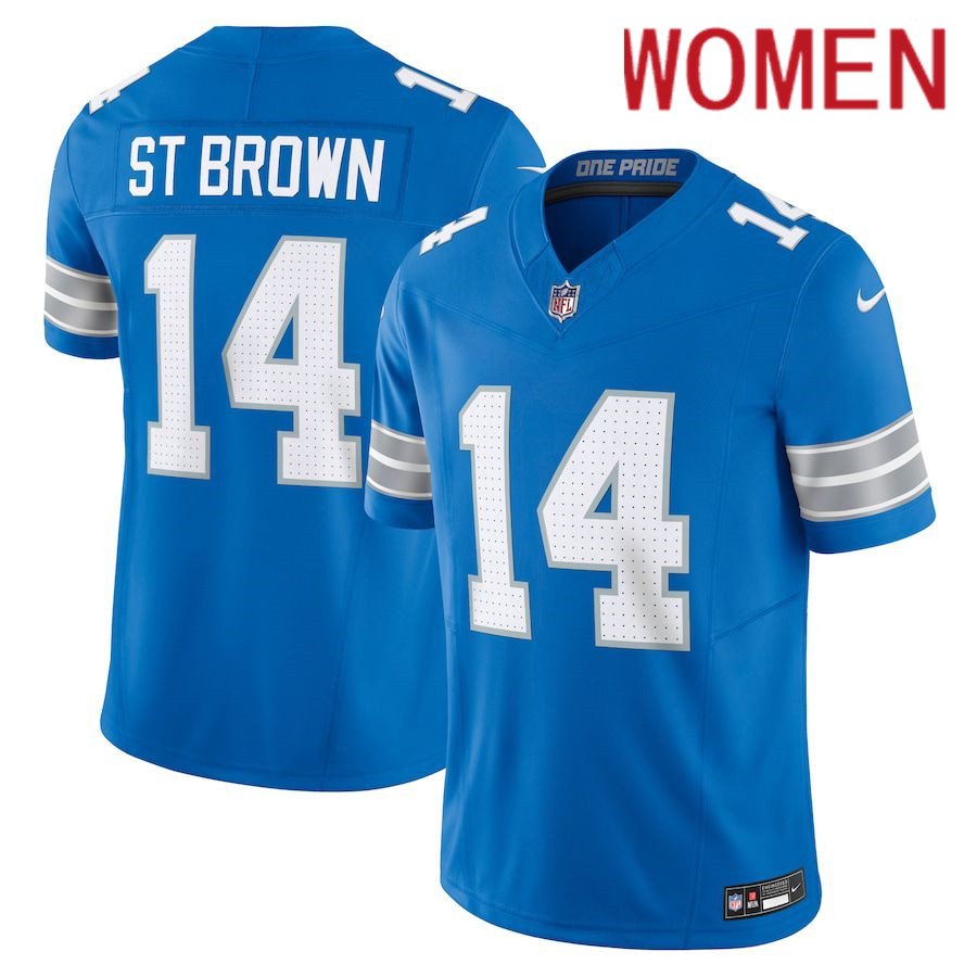 Custom  Women Detroit Lions Blue Three generations 2024 Nike Vapor F.U.S.E. Limited NFL Jersey->customized nfl jersey->Custom Jersey